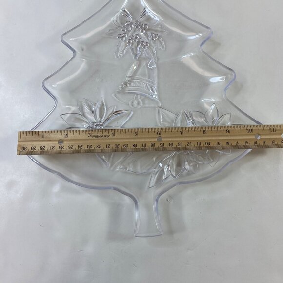 Set 2 Christmas Tree Shaped Plastic Serving Platters Green Clear - Picture 9 of 11
